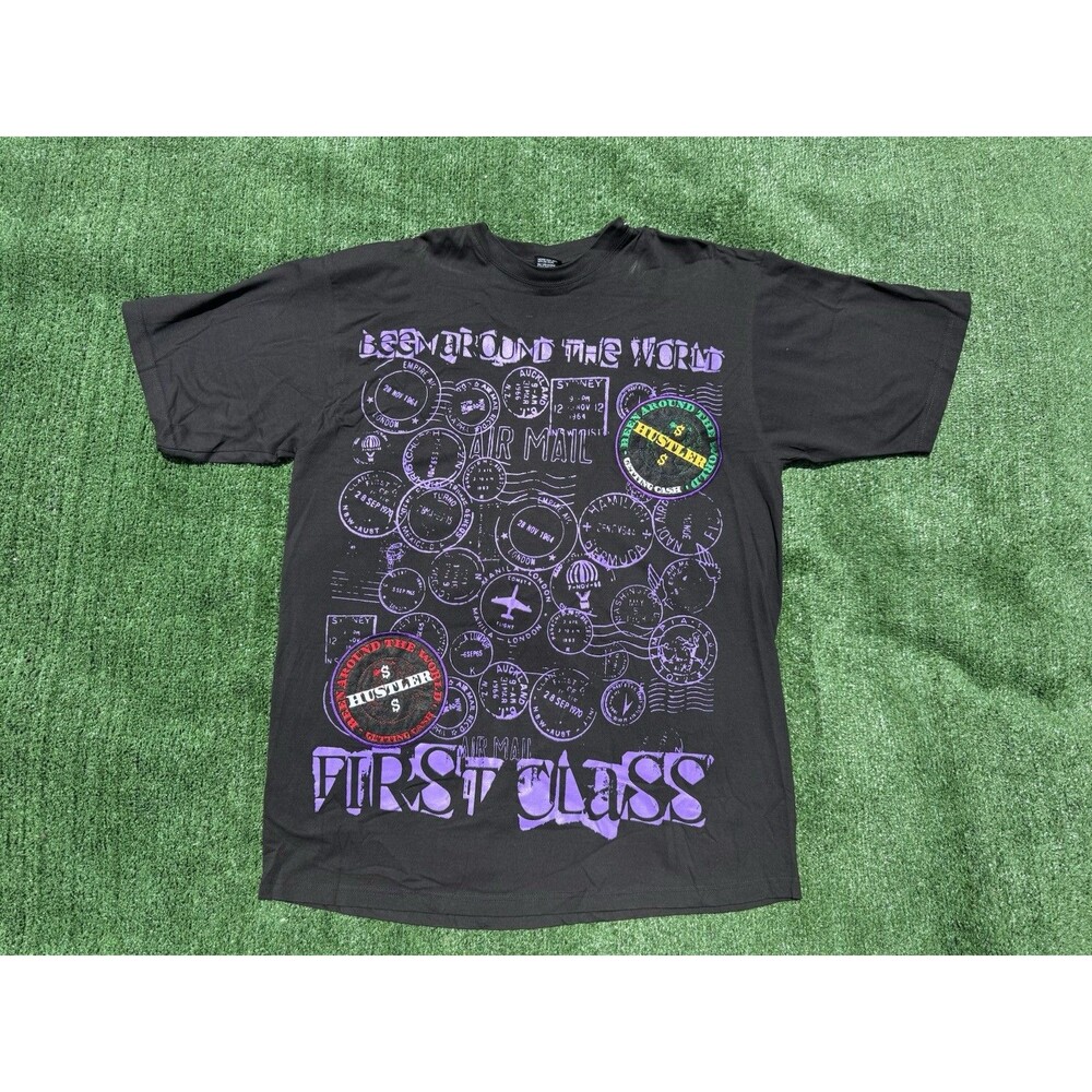 Y2K Been Around The World Getting Cash Hustler Shirt Black Graphic Tee Size 2XL